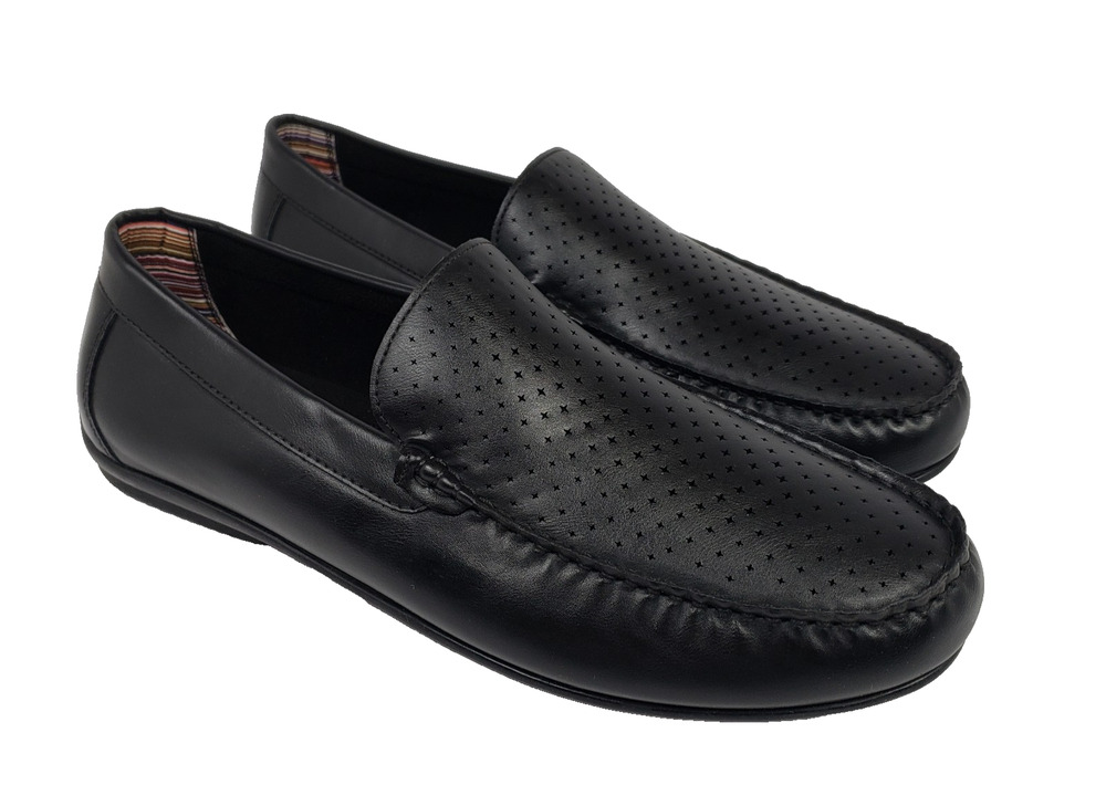 Stacy Adams Conroy Perforated Mens Size 11 Black Slip On Moc Toe Loafer Shoes